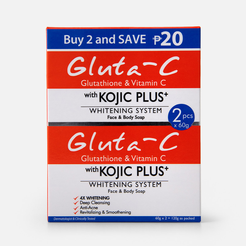 Gluta-C Face and Body Soap with Kojic Plus+ Whitening System (60g x 2)